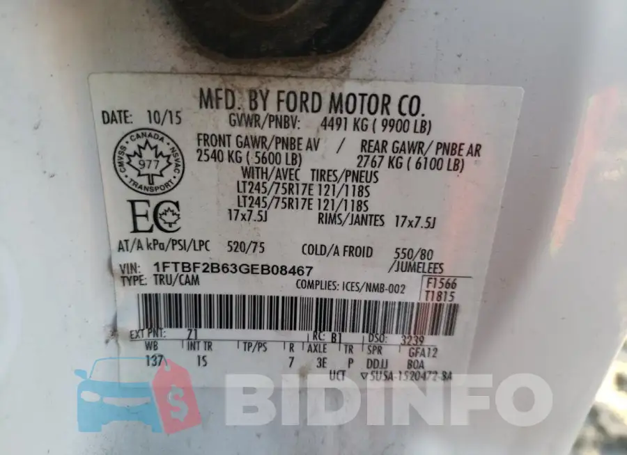 1FTBF2B63GEB08467 Photo# 12