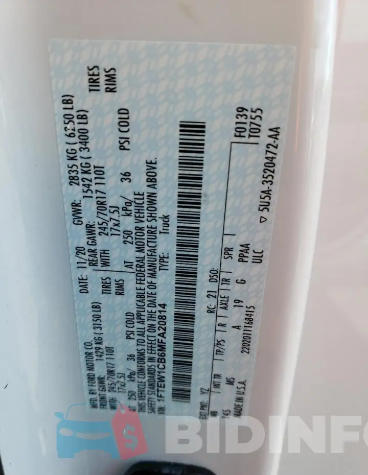 1FTEW1CB6MFA20814 Photo# 12