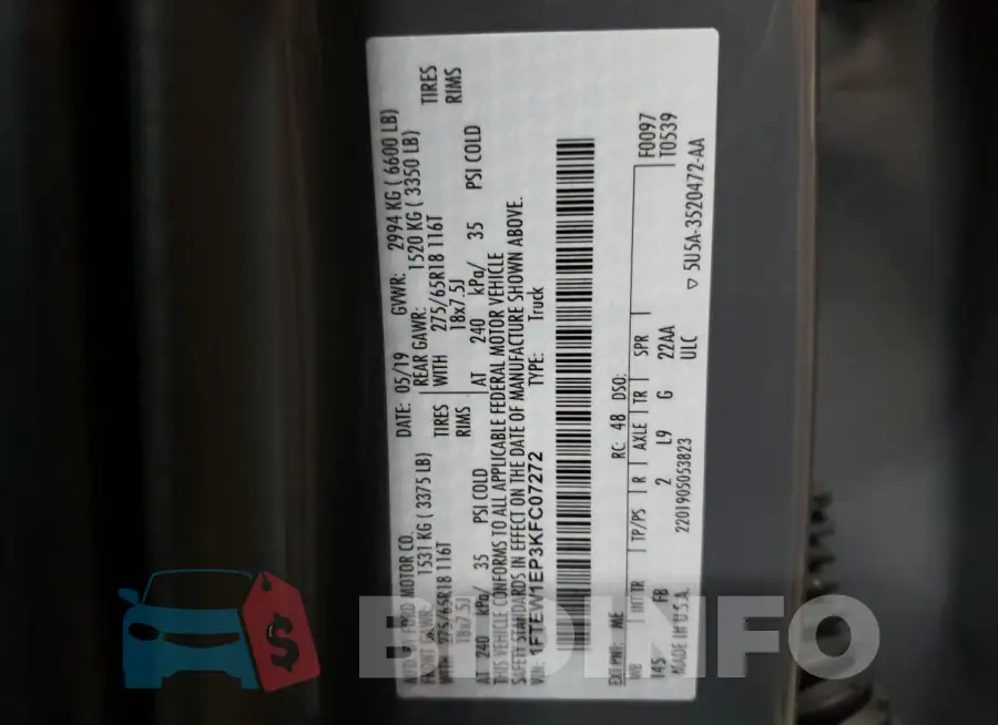 1FTEW1EP3KFC07272 Photo# 12