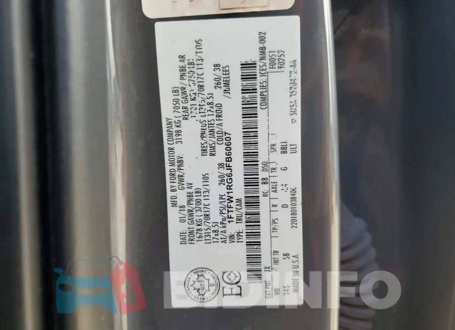 1FTFW1RG6JFB60607 Photo# 12