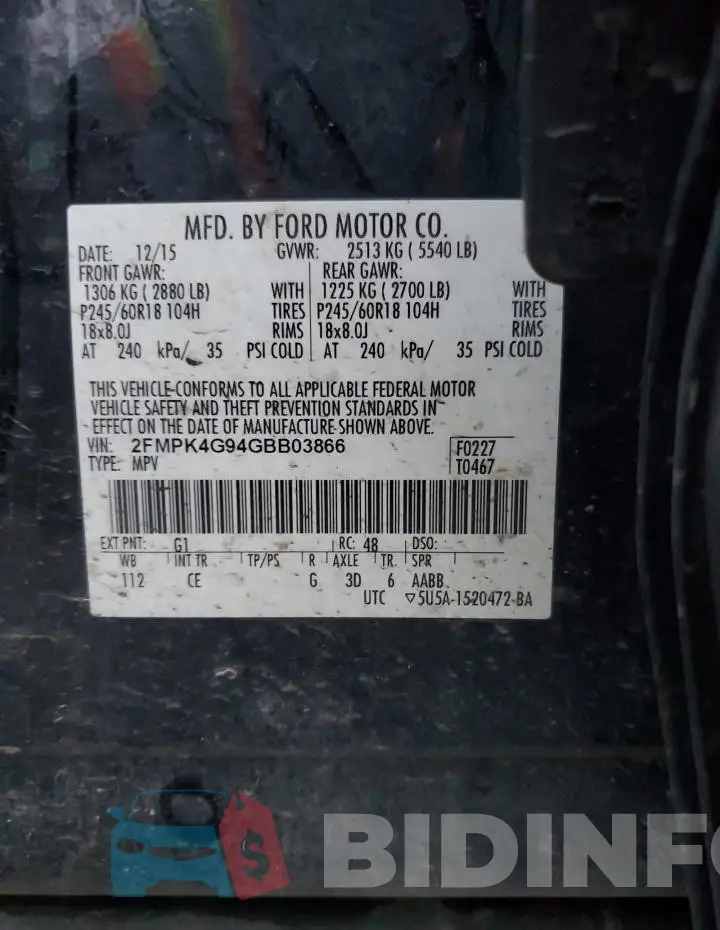 2FMPK4G94GBB03866 Photo# 12