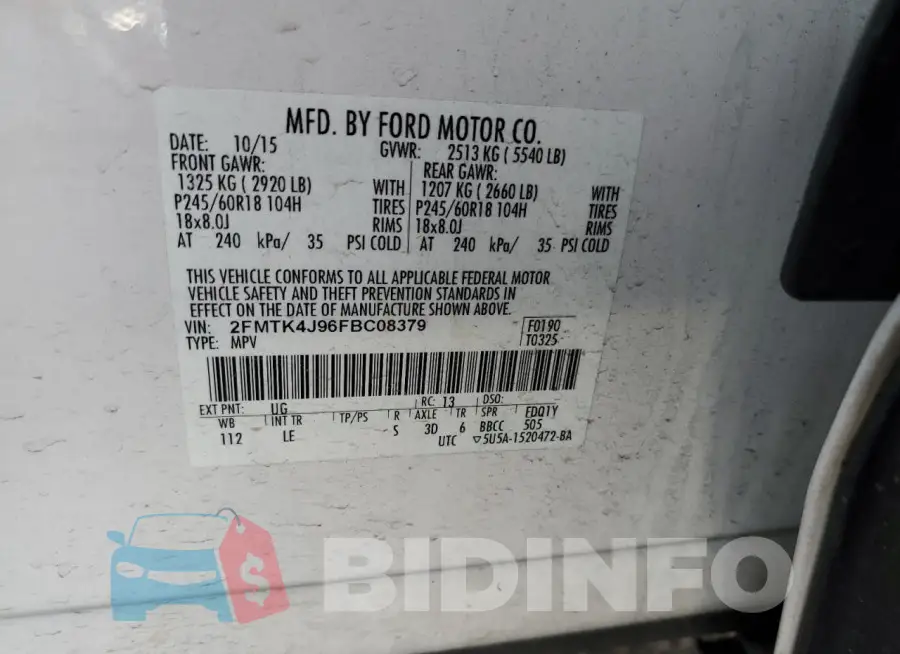 2FMTK4J96FBC08379 Photo# 13