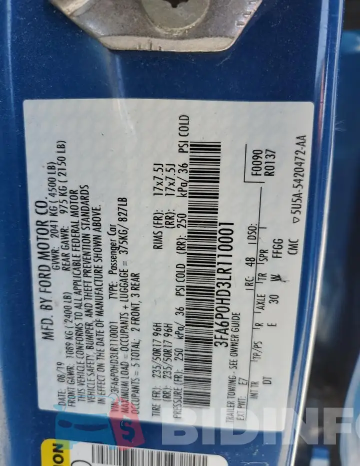 3FA6P0HD3LR110001 Photo# 12
