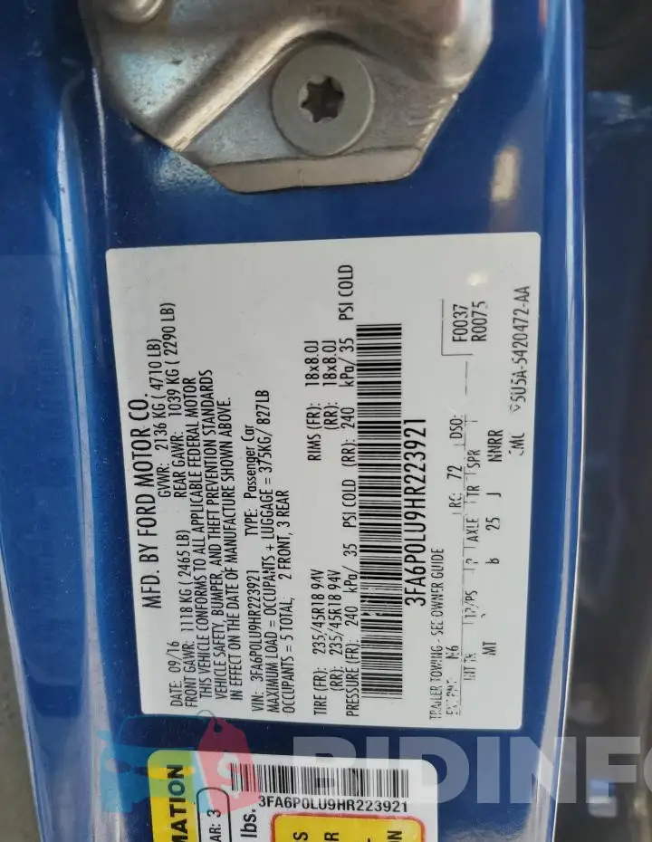 3FA6P0LU9HR223921 Photo# 12