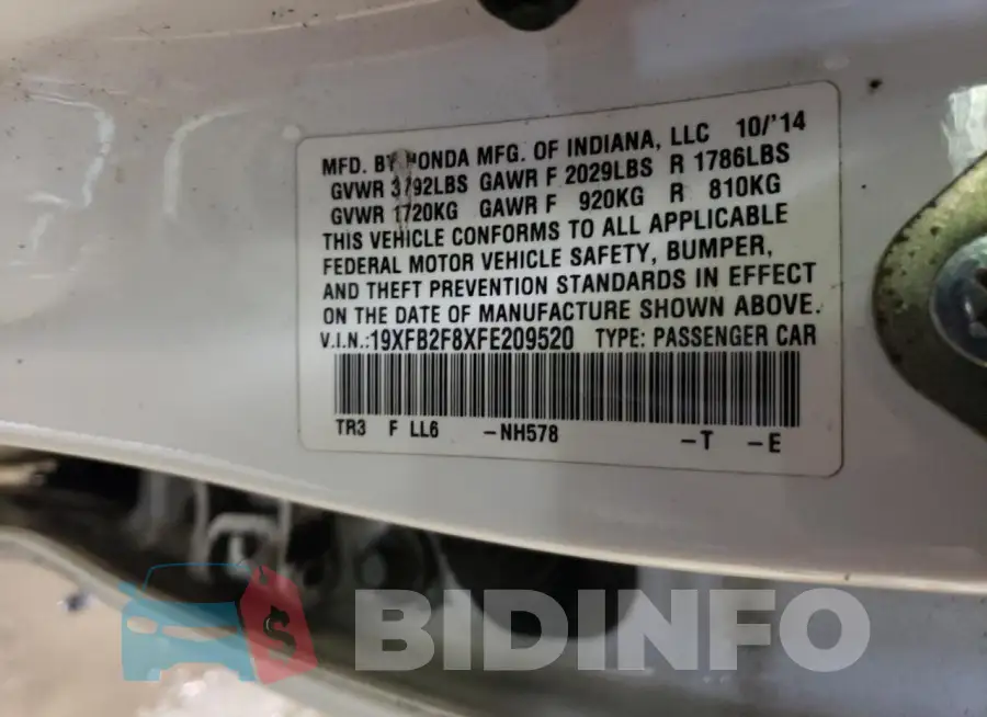 19XFB2F8XFE209520 Photo# 13