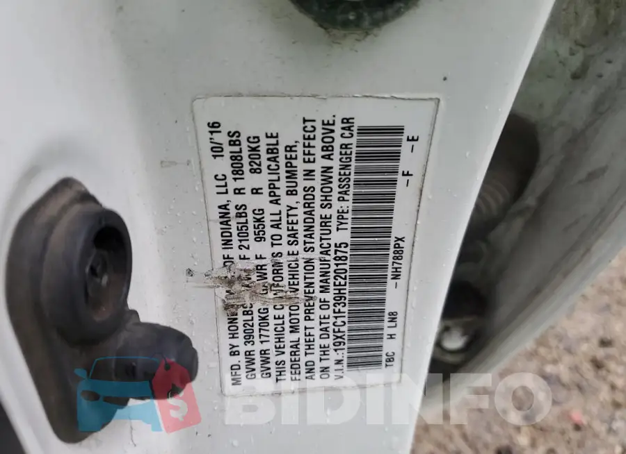 19XFC1F39HE201875 Photo# 12