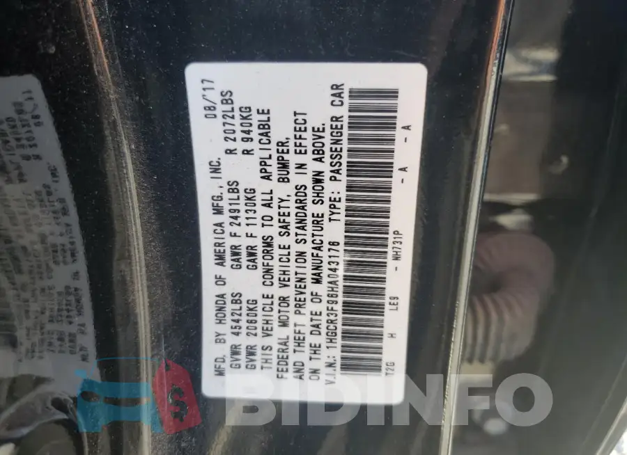 1HGCR3F96HA043176 Photo# 12