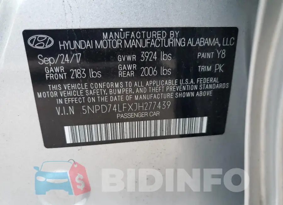5NPD74LFXJH277439 Photo# 12