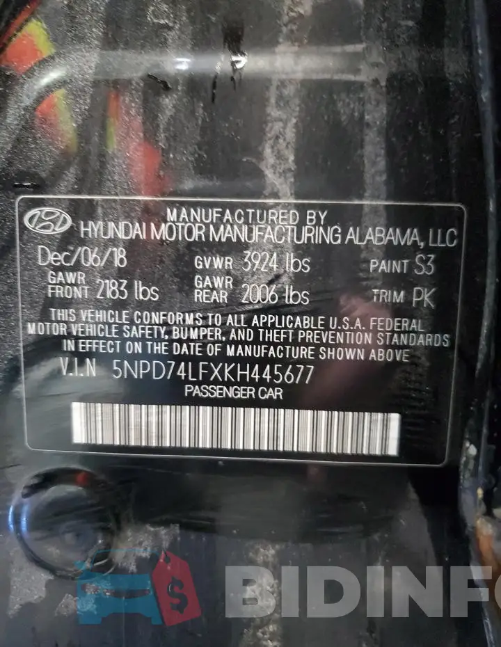 5NPD74LFXKH445677 Photo# 13