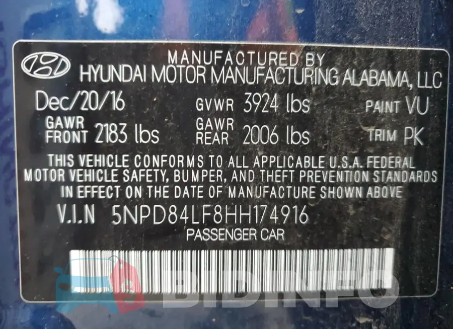5NPD84LF8HH174916 Photo# 12