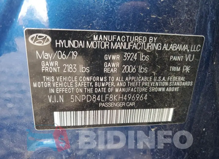 5NPD84LF8KH496964 Photo# 12