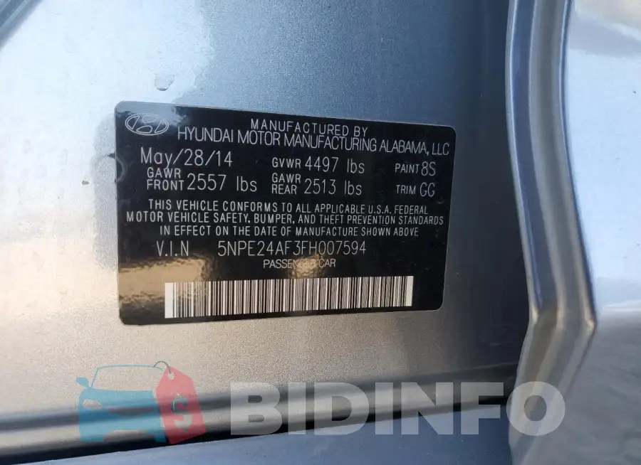 5NPE24AF3FH007594 Photo# 13