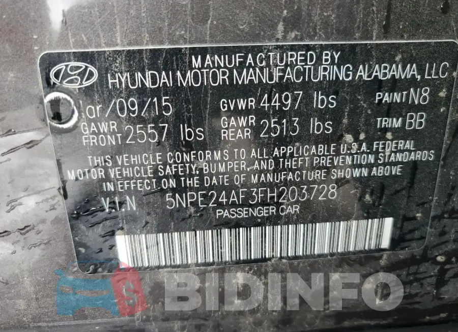 5NPE24AF3FH203728 Photo# 13