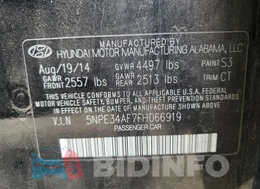 5NPE34AF7FH066919 Photo# 12