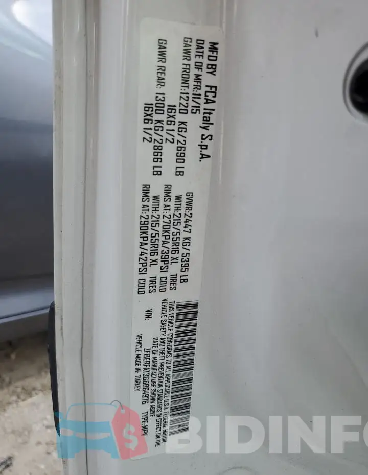 ZFBERFAT3G6B64976 Photo# 13