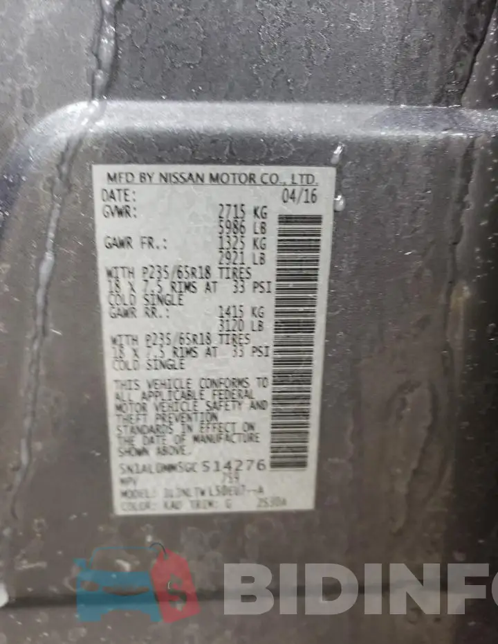 5N1AL0MM5GC514276 Photo# 12