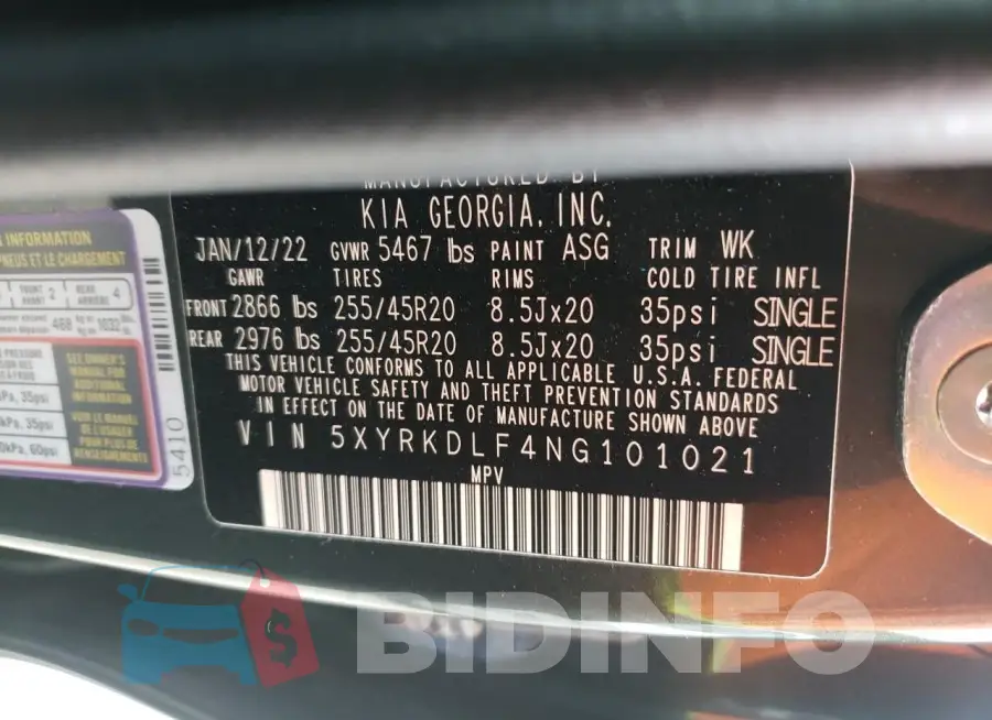 5XYRKDLF4NG101021 Photo# 14