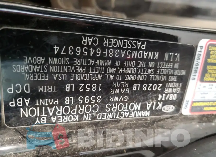 KNADM5A38F6456374 Photo# 12