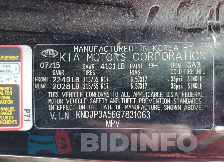 KNDJP3A56G7831063 Photo# 12