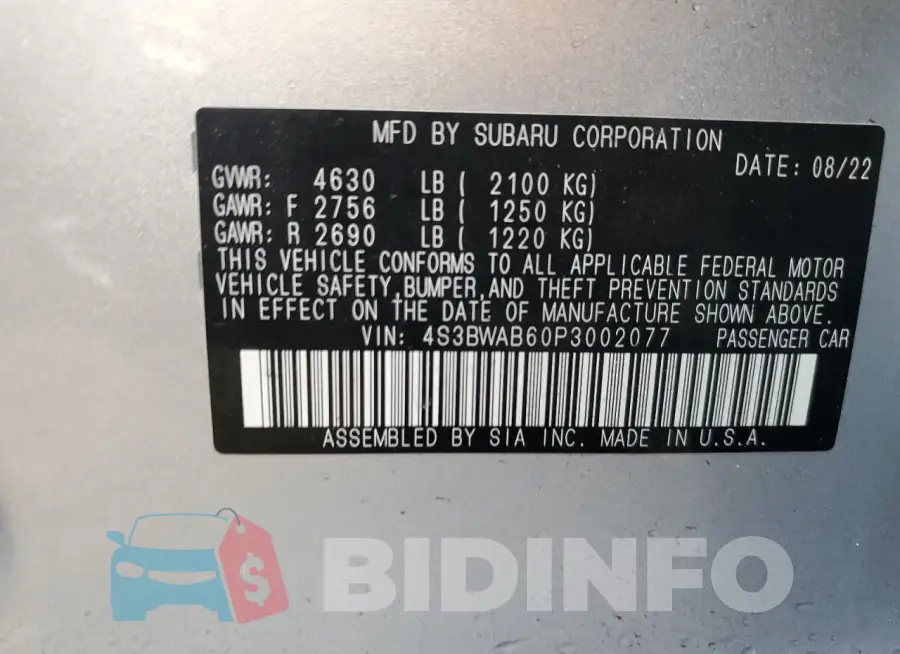 4S3BWAB60P3002077 Photo# 13