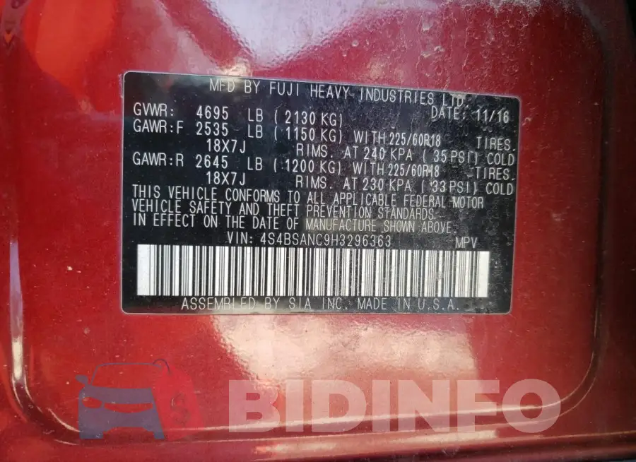 4S4BSANC9H3296363 Photo# 13