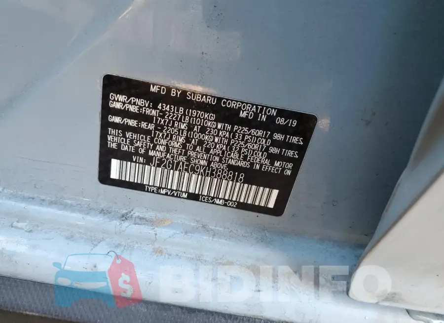 JF2GTAEC9KH388818 Photo# 12