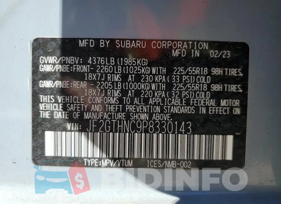 JF2GTHNC9P8330143 Photo# 12