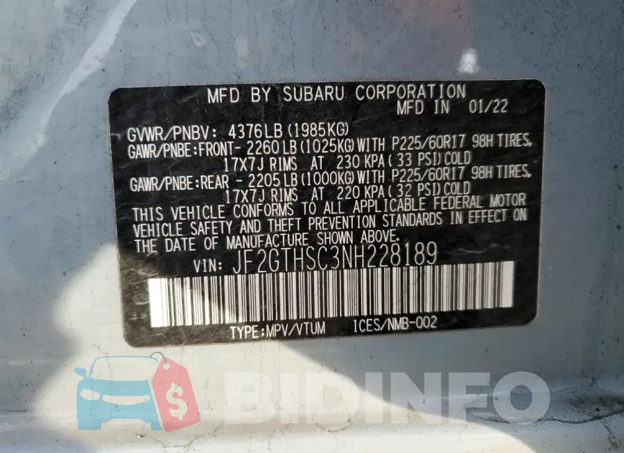 JF2GTHSC3NH228189 Photo# 13
