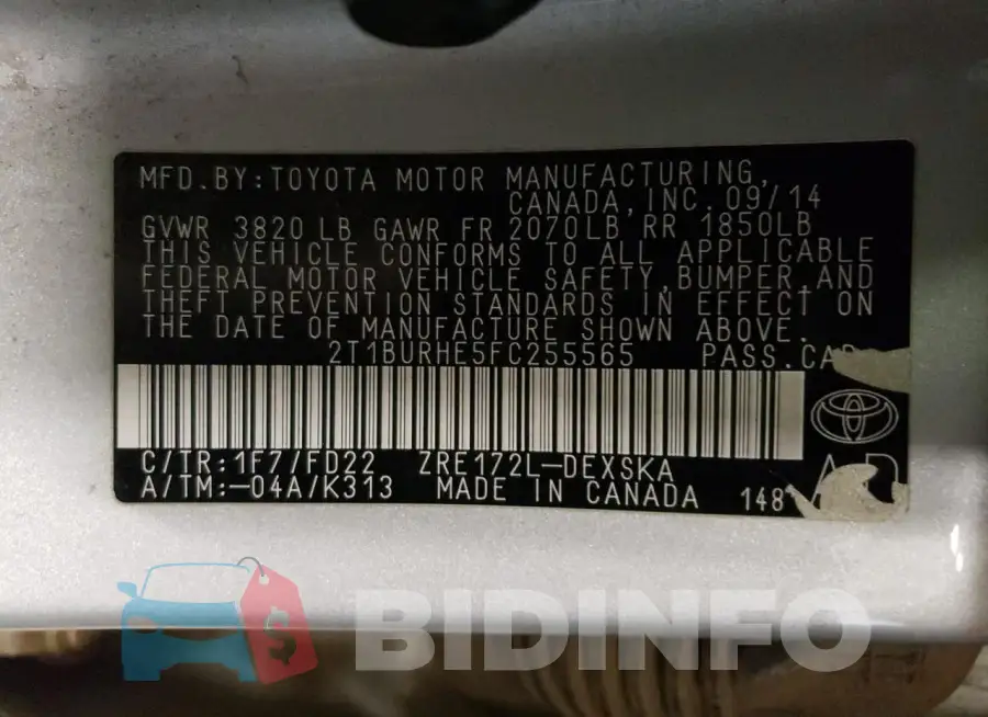 2T1BURHE5FC255565 Photo# 12