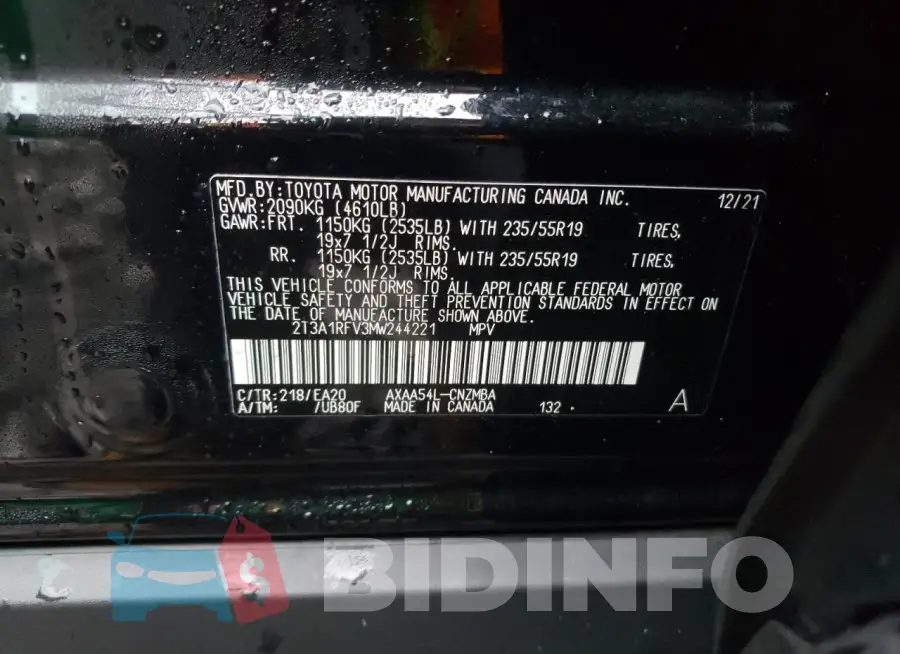 2T3A1RFV3MW244221 Photo# 12