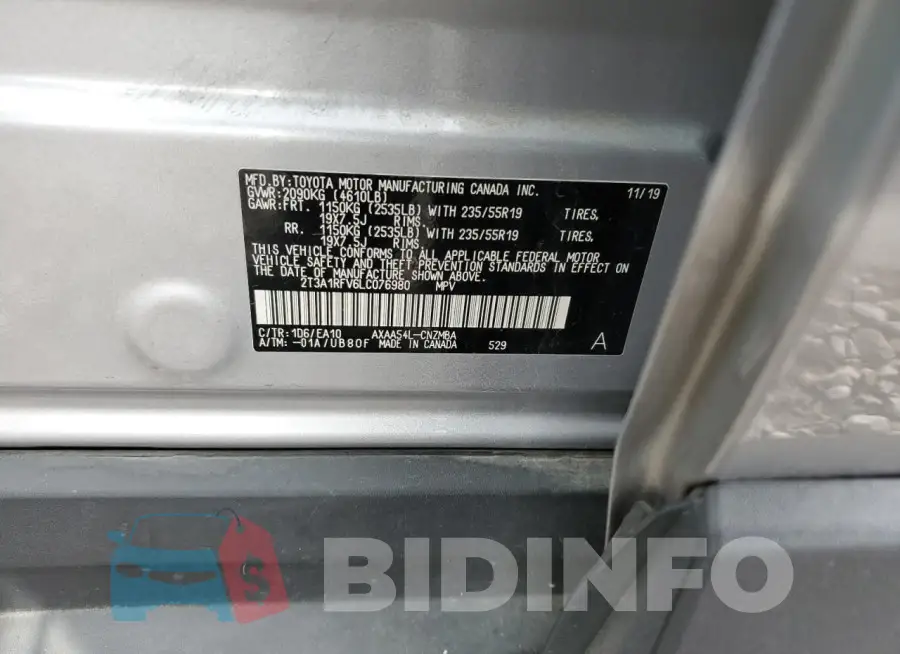 2T3A1RFV6LC076980 Photo# 13
