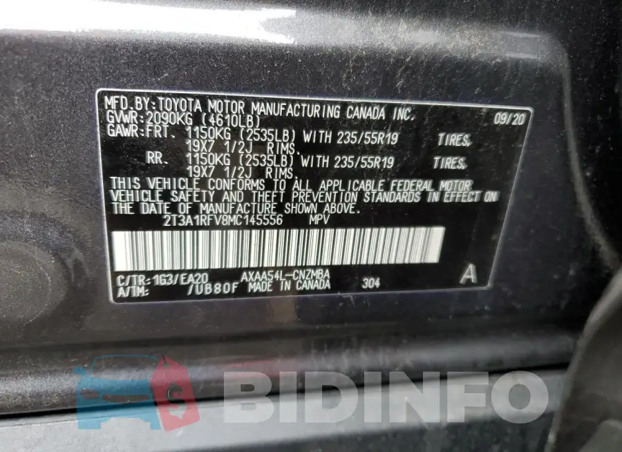 2T3A1RFV8MC145556 Photo# 13