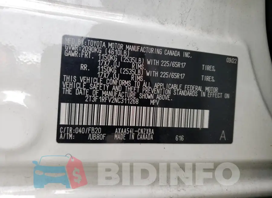 2T3F1RFV2NC311268 Photo# 12