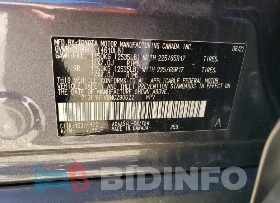 2T3F1RFV8NC290622 Photo# 13