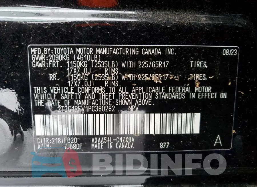2T3G1RFV1PC380282 Photo# 13