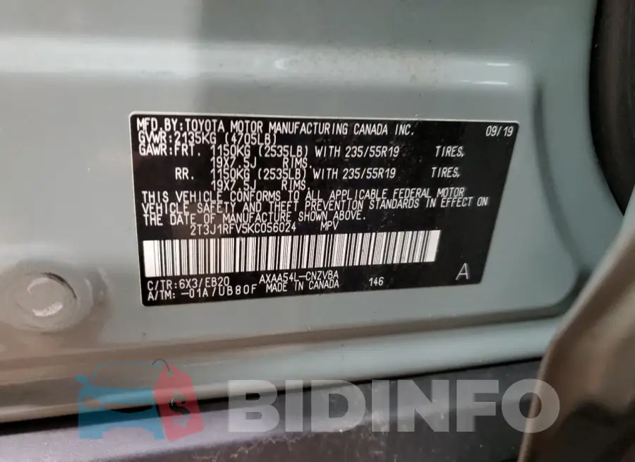 2T3J1RFV5KC056024 Photo# 13