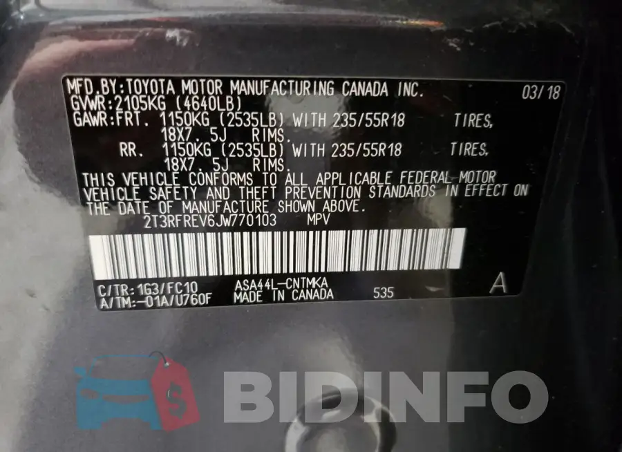 2T3RFREV6JW770103 Photo# 12