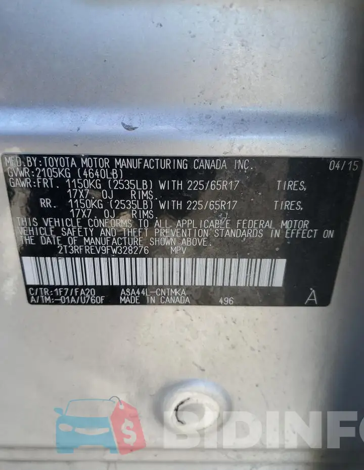 2T3RFREV9FW328276 Photo# 13