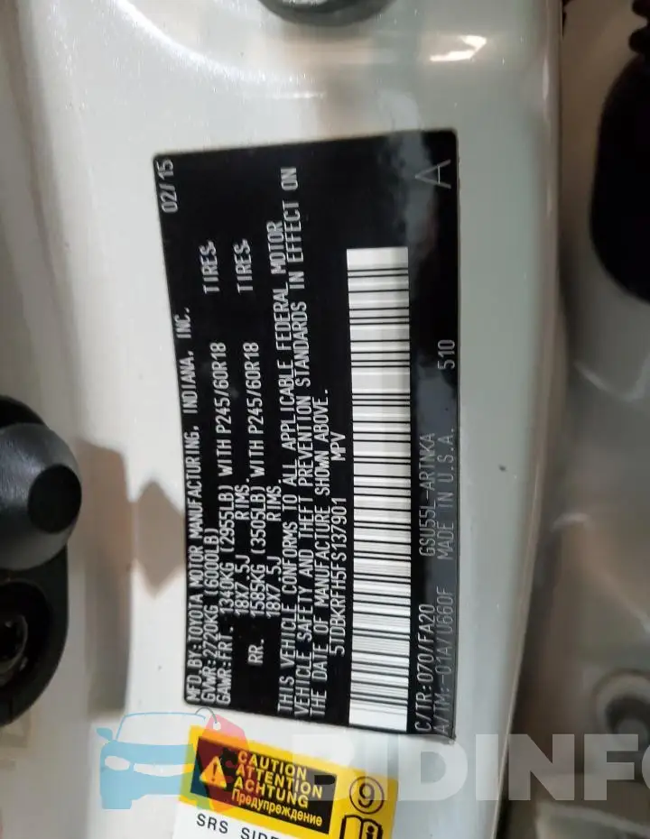 5TDBKRFH5FS137901 Photo# 13