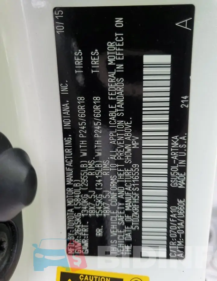 5TDZKRFH5FS116559 Photo# 13