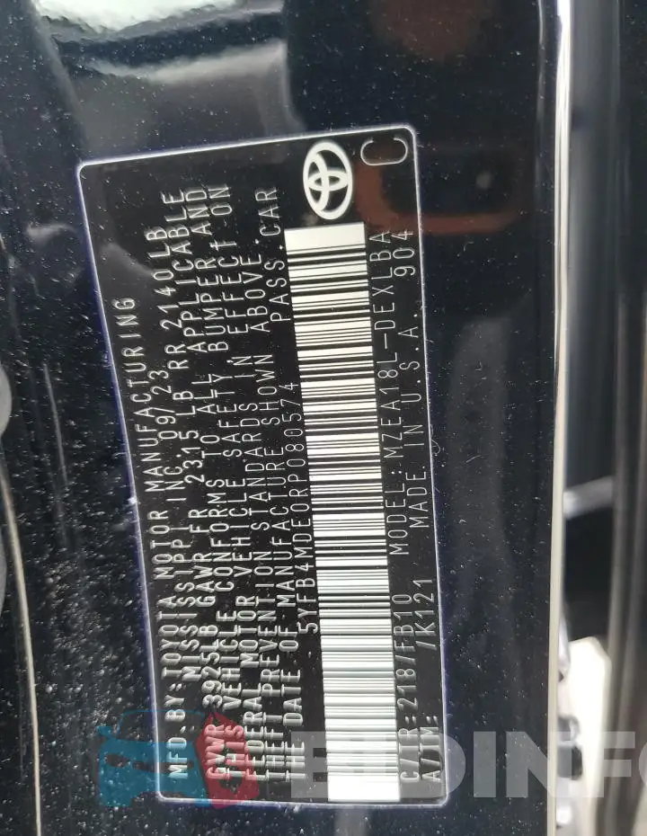 5YFB4MDE0RP080574 Photo# 12