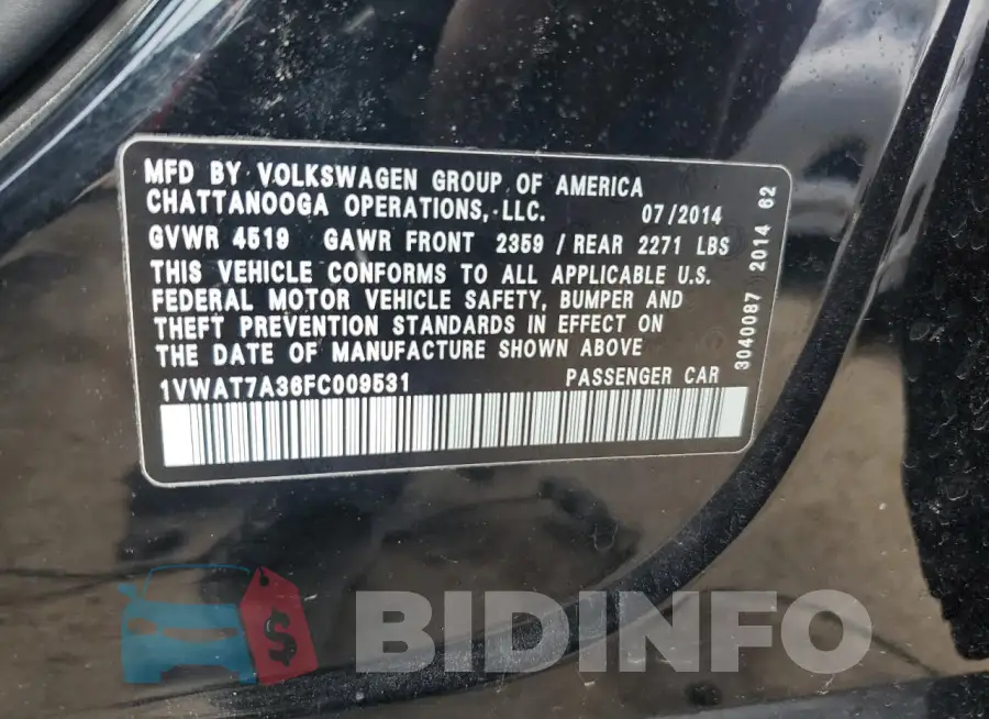 1VWAT7A36FC009531 Photo# 12