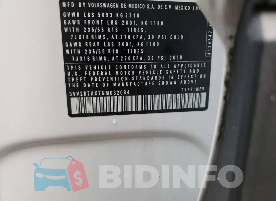 3VV2B7AX7NM032084 Photo# 13
