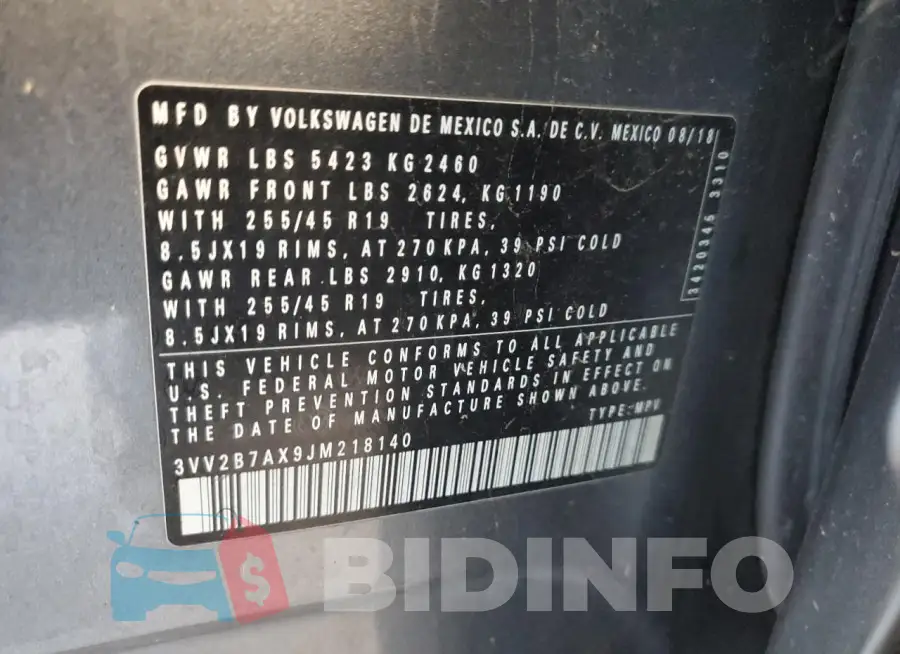 3VV2B7AX9JM218140 Photo# 13