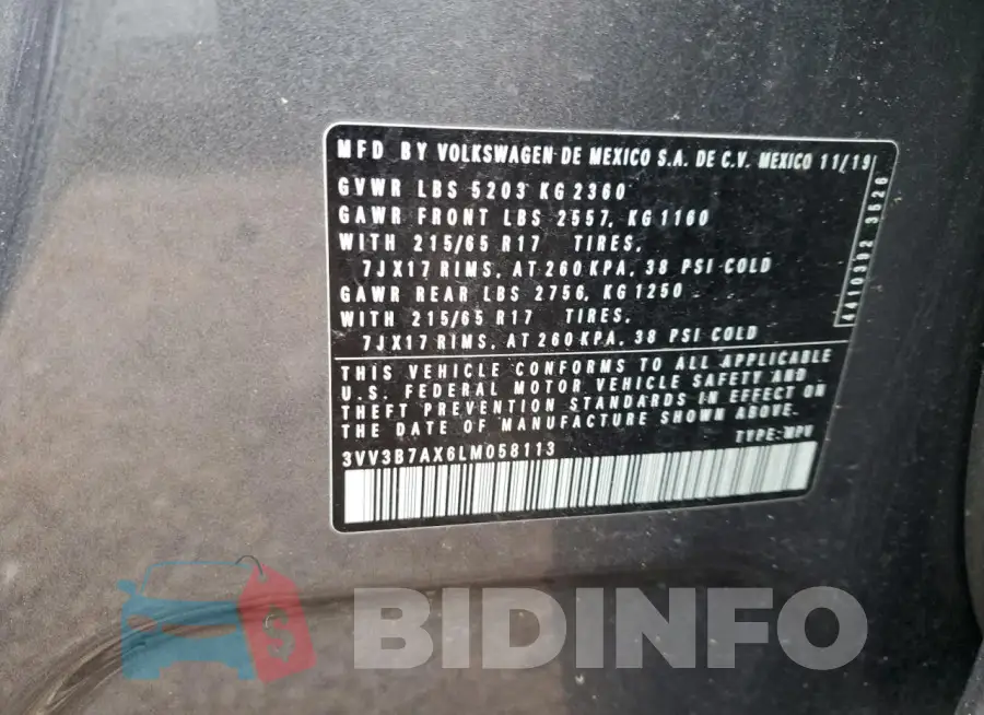 3VV3B7AX6LM058113 Photo# 13