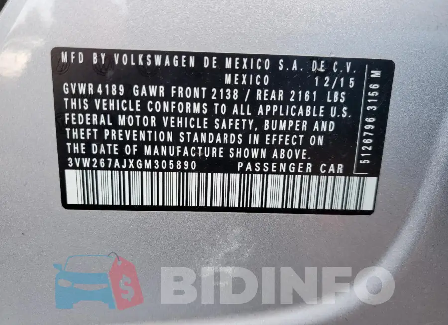 3VW267AJXGM305890 Photo# 13