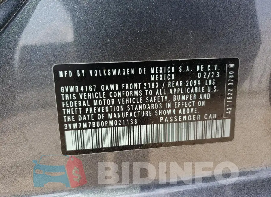 3VW7M7BU0PM021138 Photo# 12