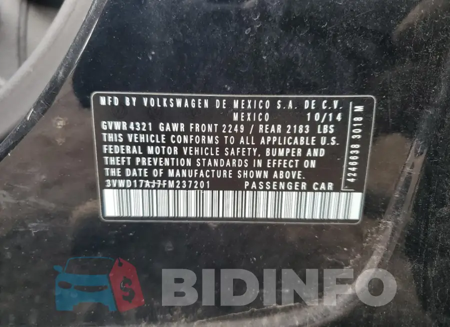 3VWD17AJ7FM237201 Photo# 12
