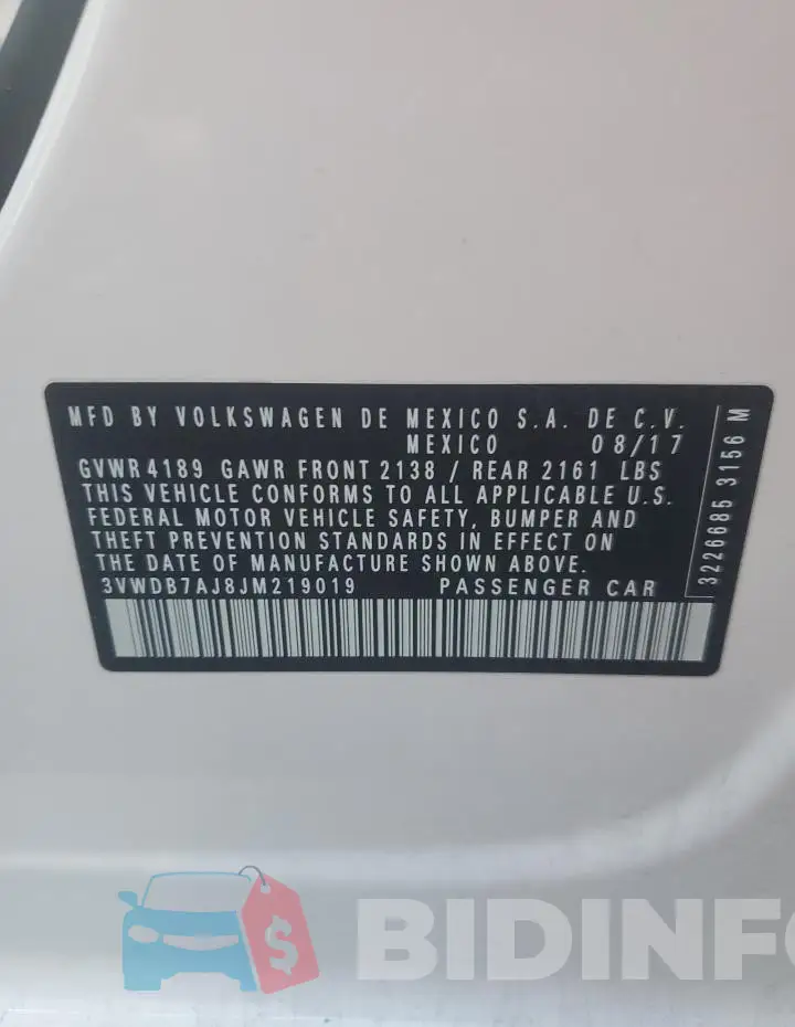 3VWDB7AJ8JM219019 Photo# 13