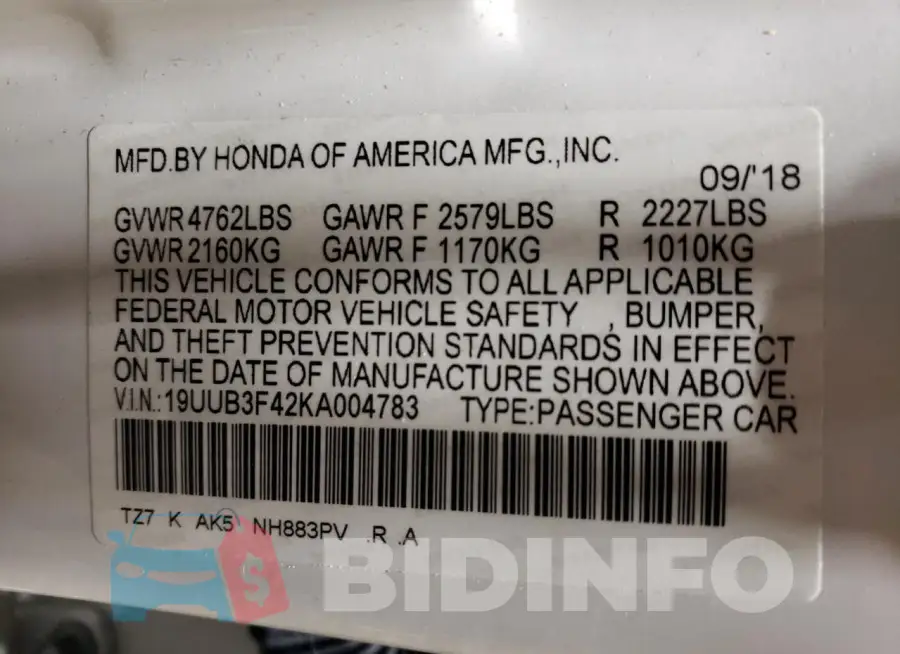 19UUB3F42KA004783 Photo# 12